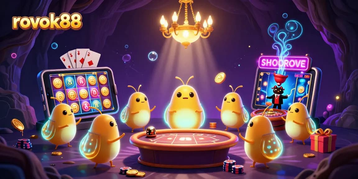 Experience excitement with rokok88 as glowworms illuminate a vibrant cave casino.