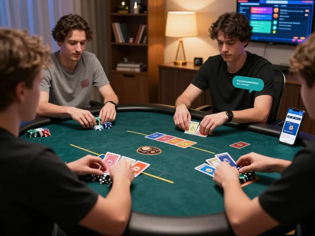Engaged player participating in an online poker game with Pragmaticplay interface visible on screen, showcasing strategic betting.