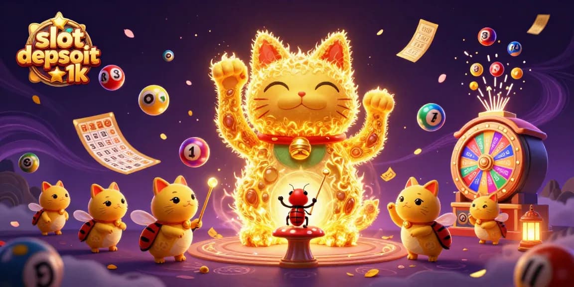 Experience thrilling gameplay at slot depsoit 1k with festive symbols and vibrant elements in a dynamic casino-themed scene.