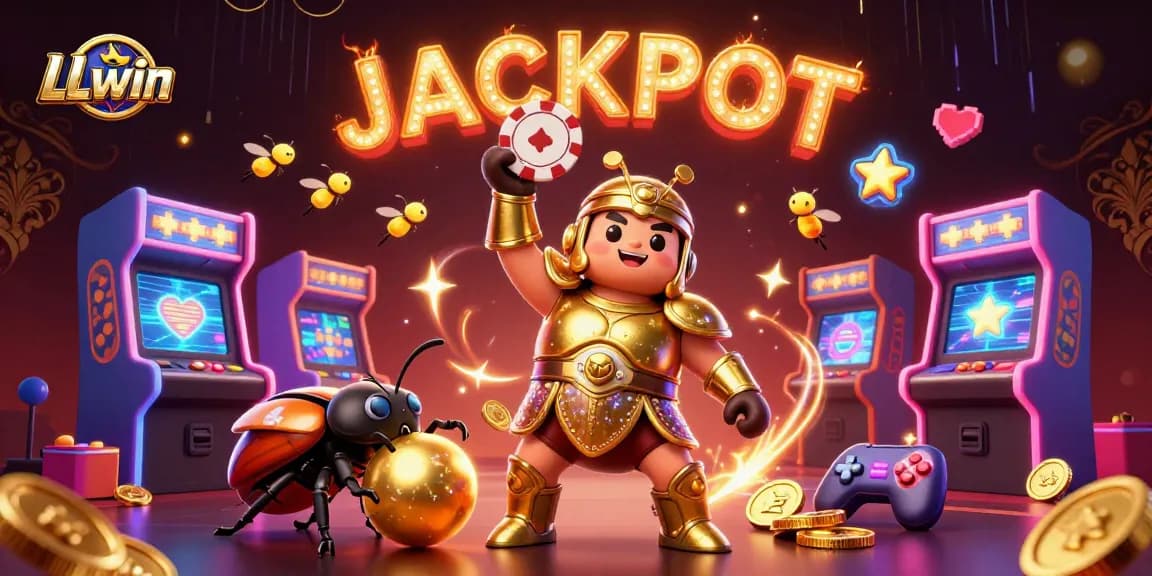 LLwin offers an engaging gaming experience with victorious characters in a vibrant casino setting.