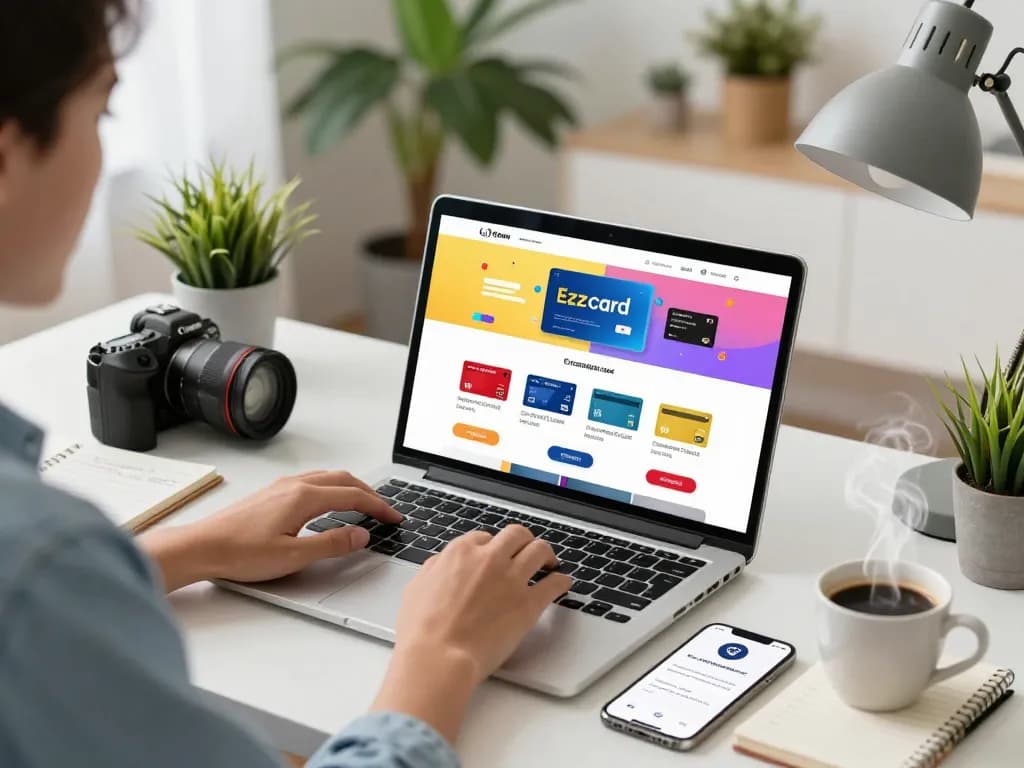Buy Ezzocard efficiently at a modern home office with virtual prepaid card promotions.