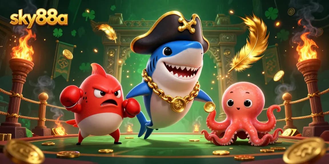 Engage in winning slots at sky88a with vibrant cartoon characters, gold coins, and immersive casino elements.