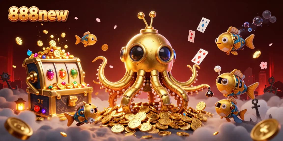 Join the excitement at 888new with vibrant 3D casino treasures and winning slot symbols in a rich oceanic scene.