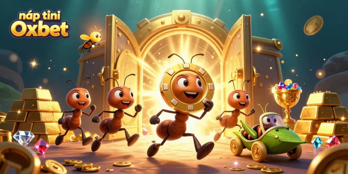 Experience the thrill of nạp tiền Oxbet with a cartoon heist featuring ants and golden treasures.