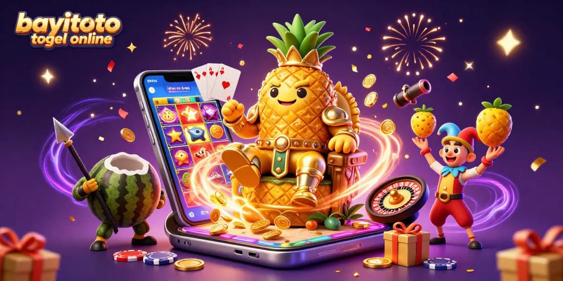 Experience bayitoto togel online with vibrant 3D characters and casino elements in a fun beach setting.