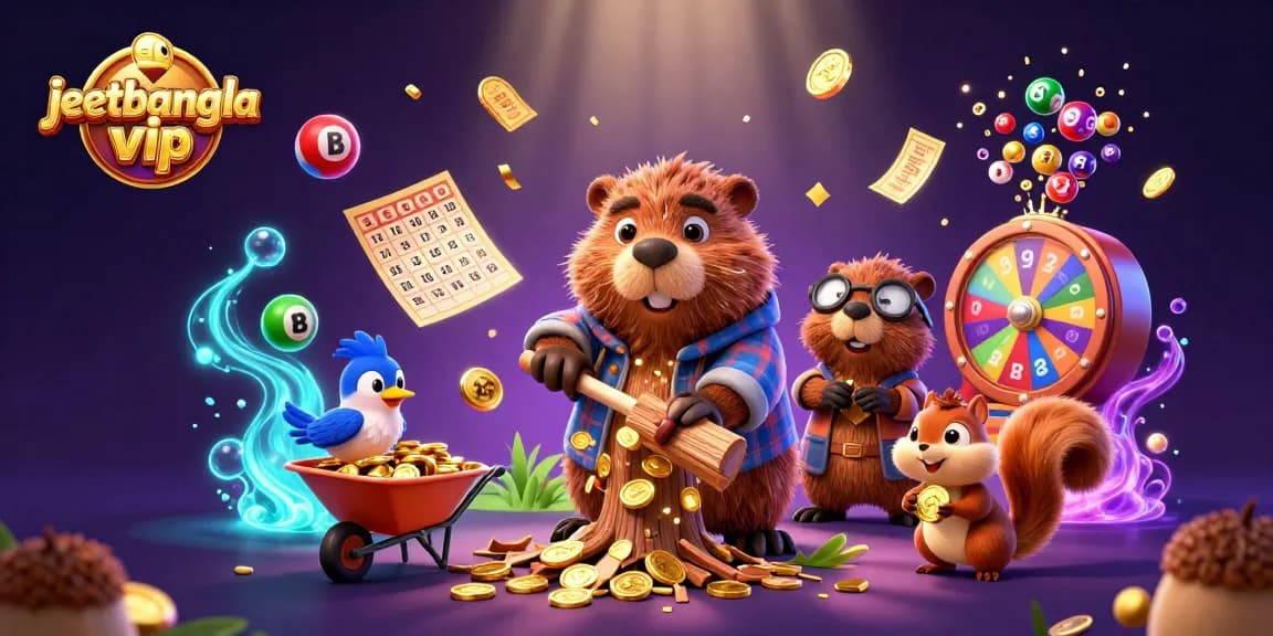 Engage in thrilling gameplay with jeetbangla vip as lucky cartoon characters collect coins and lottery prizes.