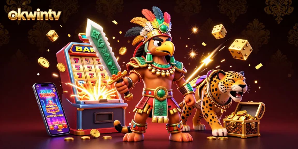 Experience betting at okwintv with exciting scene featuring winning jackpots and colorful gambling elements.