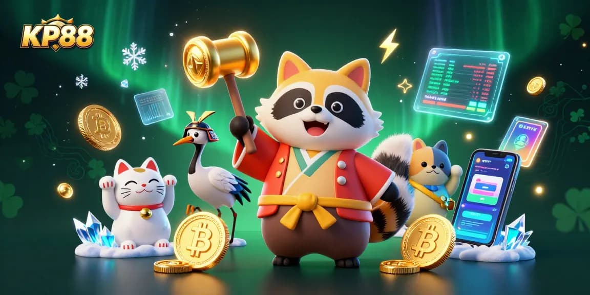 Experience winning strategies with KP88 in this vibrant, detailed online casino illustration