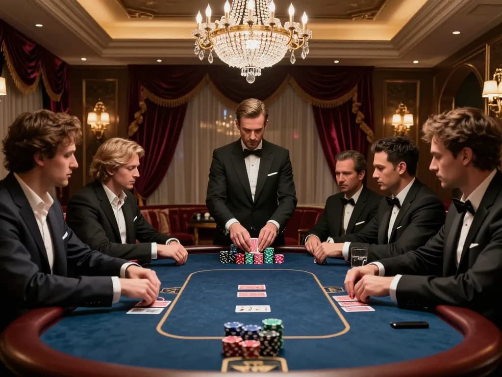 Action-packed poker scene at maxpoker88 with players strategizing during a high-stakes game.