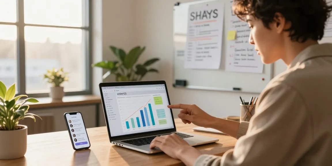 Individual analyzing XPAY33 dashboard and income strategies in a modern home office.