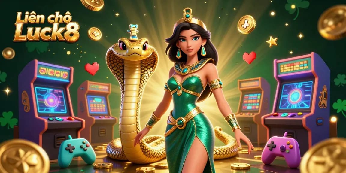 Engage with the exciting offerings at Liên hệ Luck8 through this vibrant casino-themed illustration.