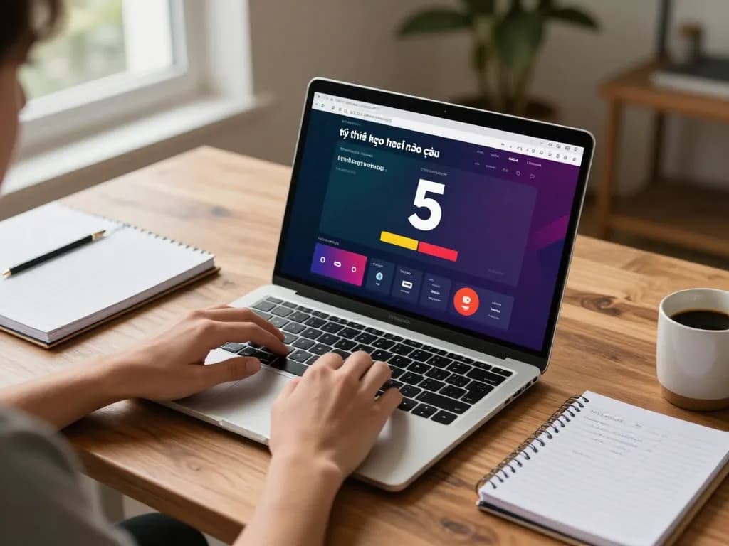 Engaging home scene featuring tỷ lệ kèo nhà cái 5 displayed on a laptop screen for sports betting activity