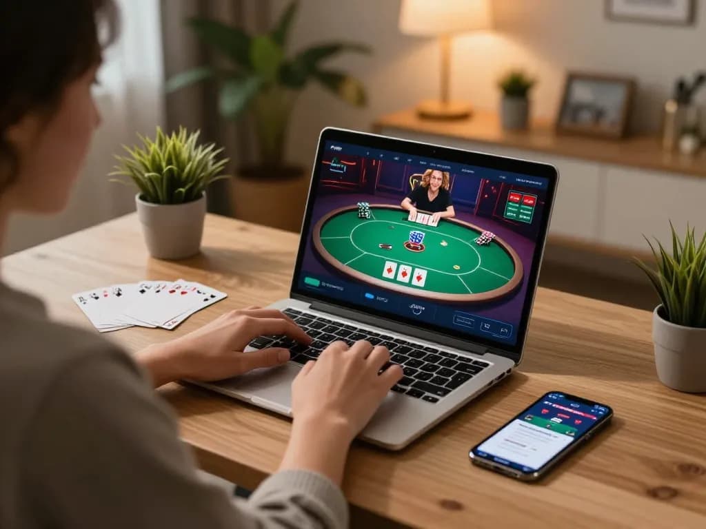 rokok88 player immersed in online gaming experience at stylish home office.