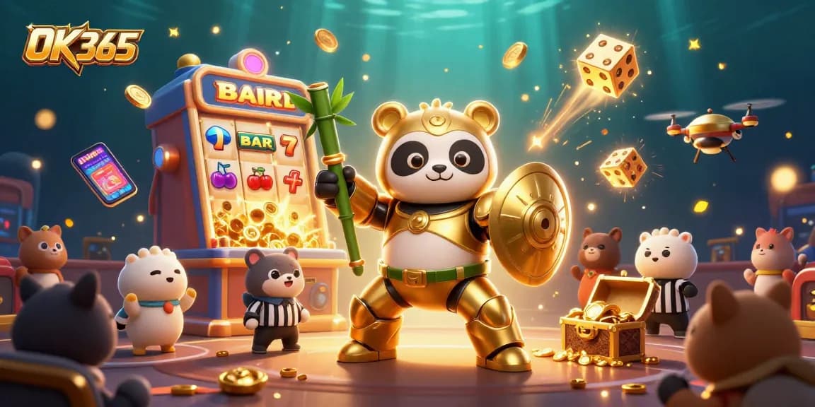 Engage in thrilling gaming at OK 365, featuring jackpot slots and vibrant casino elements.