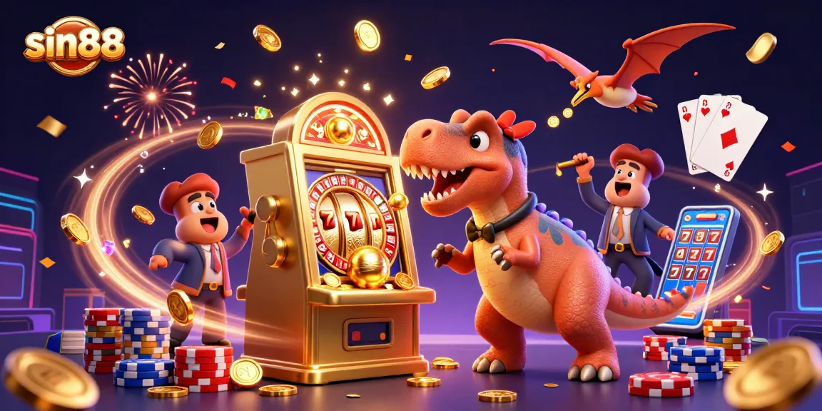 Experience sin88 thrills as a cartoon dinosaur rewards jackpots and collects coins.