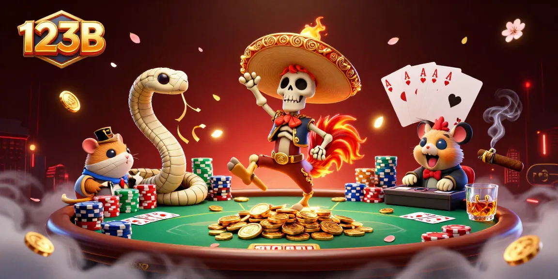 Experience thrilling victories with 123B at a vibrant online casino depicted in a dynamic 3D scene.