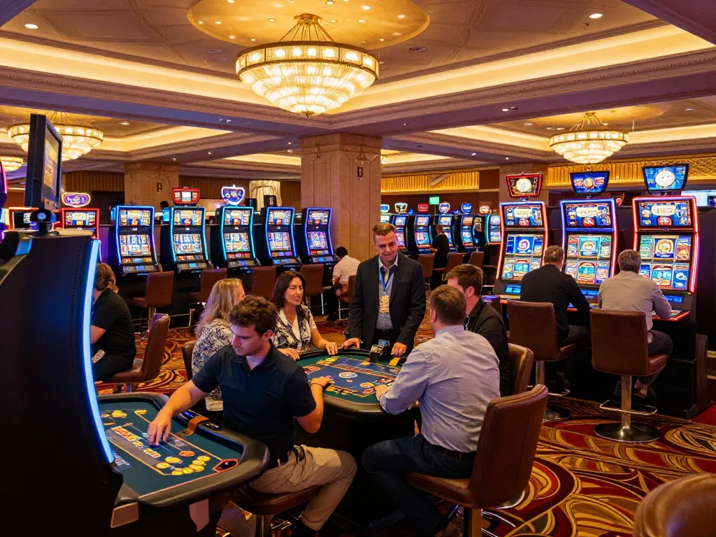 Players engaging in thrilling gameplay at CM88's luxurious casino environment, showcasing excitement in gambling