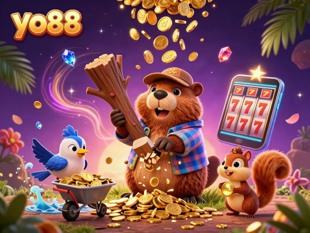 Experience thrilling gameplay at yo88 with a vibrant scene of winning characters and golden rewards.