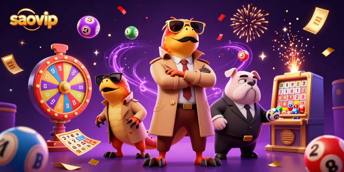 saovip brings excitement with cartoon raptors entering a VIP casino filled with lottery elements.