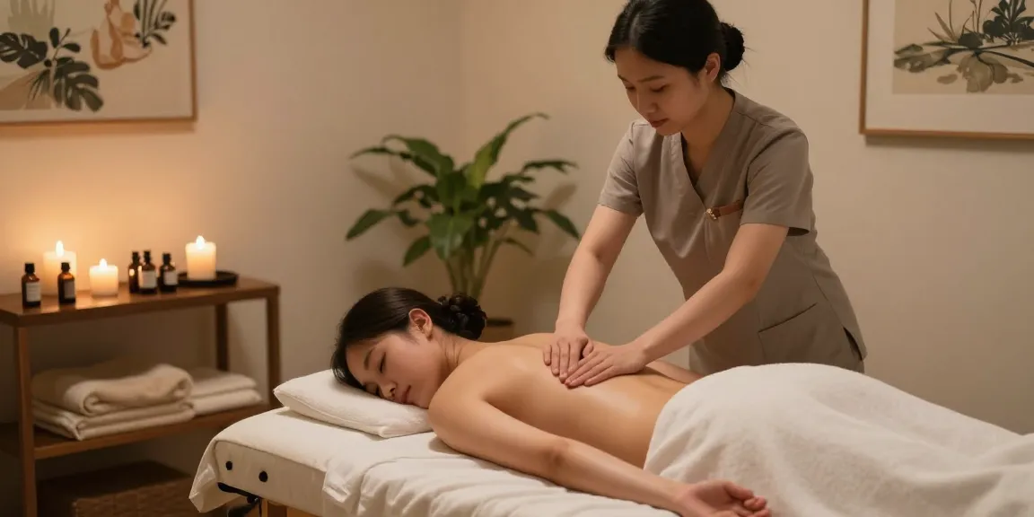Relaxing 부천출장안마 session in a tranquil massage therapy room with soothing ambiance.