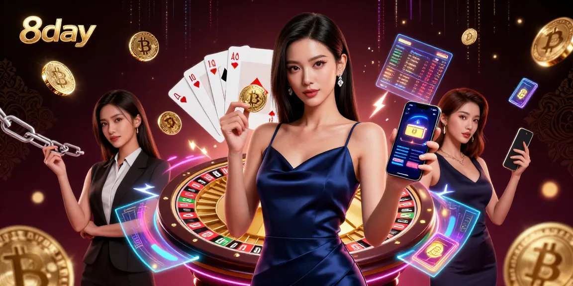 8day platform showcases vibrant casino games under neon lights, featuring stunning visuals and dynamic elements.