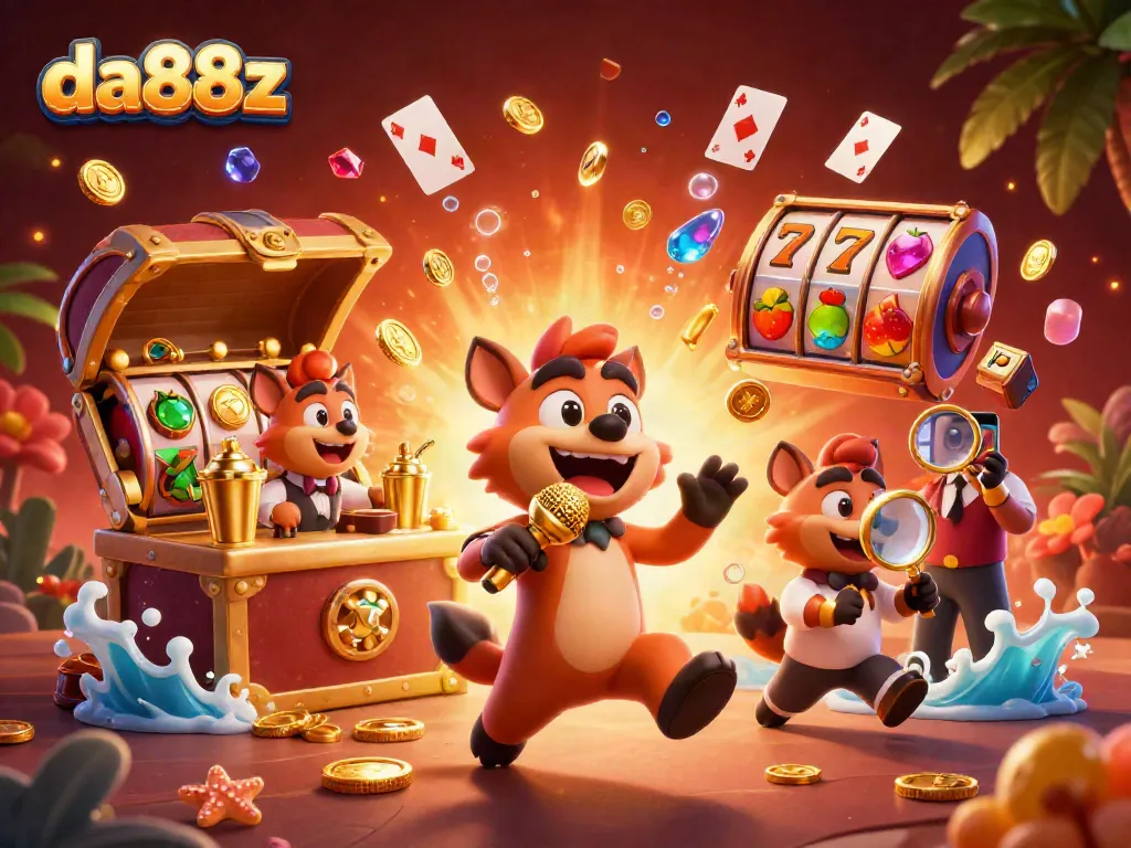 Engaging scene depicting da88z hyena characters in a vibrant casino atmosphere, showcasing dynamic gambling elements.
