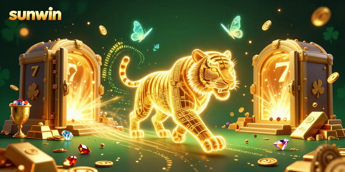 Experience winning strategies with sunwin in a vibrant 3D casino landscape filled with gems and gold.
