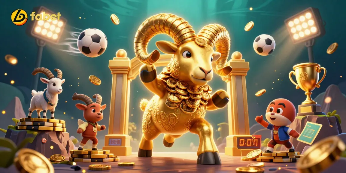 Experience fabet's casino excitement with dynamic sports elements and a majestic golden ram illustration.