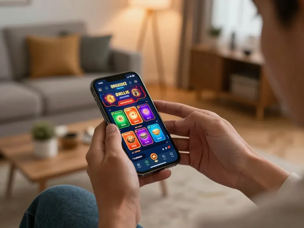 Enjoying online gaming on mobile with Thương hiệu Bet88, highlighting engaging casino interface and cozy atmosphere.