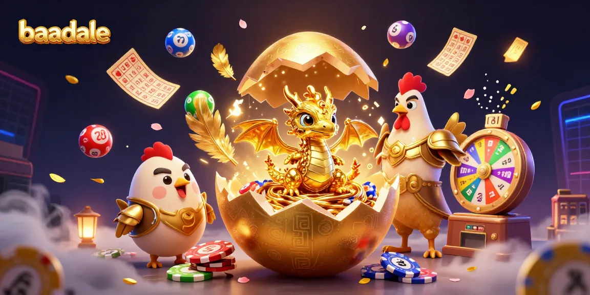Experience baadale's thrilling atmosphere with a golden dragon and dynamic lottery elements.