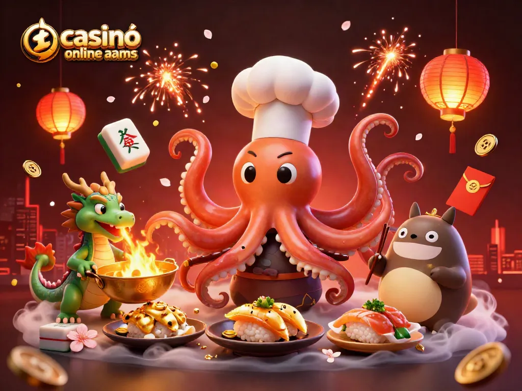 Casinò online non aams: gioca con divertenti elementi di casinò in un'illustrazione vibrante e coinvolgente.