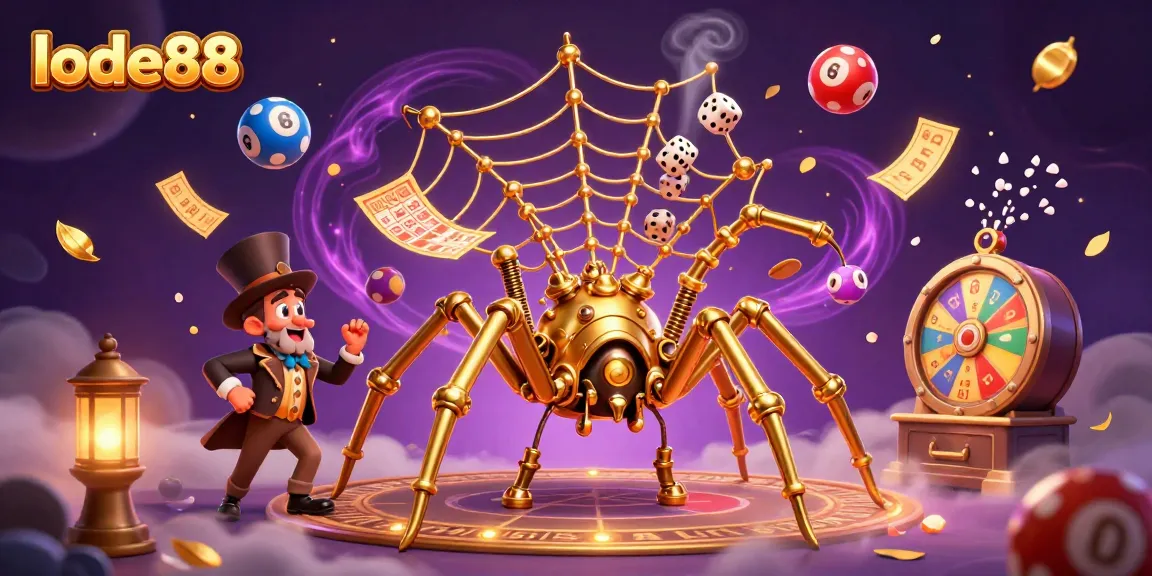 lode88 captures the excitement of online gaming with a vibrant steampunk casino scene