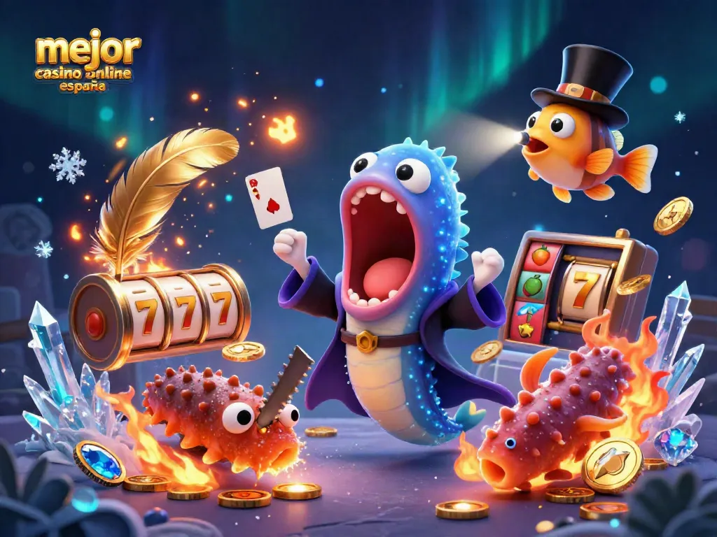 Explorando el mejor casino online España, una escena mágica de juegos de cartas bajo el océano.