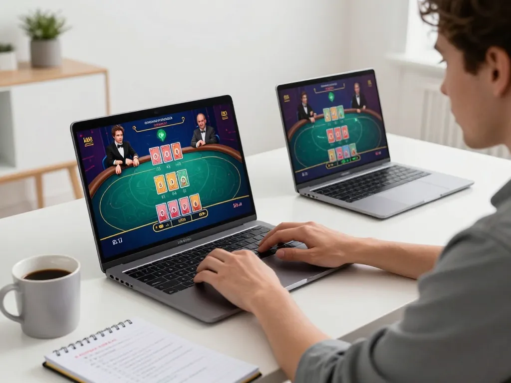 Person engaging in live dealer games on F168 with strategic betting notes visible.