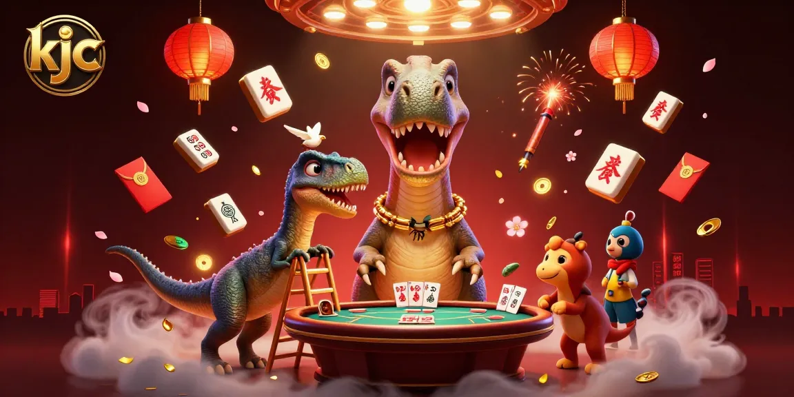 KJC’s playful 3D characters engage in a vibrant casino scene featuring poker and festive elements.