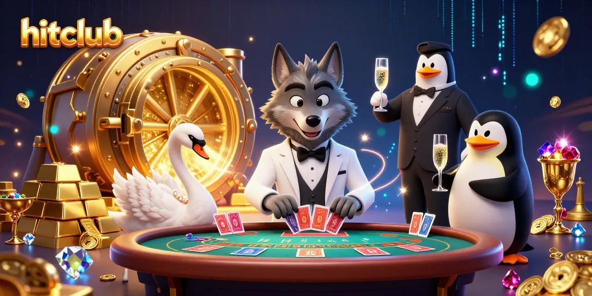 Experience hitclub's thrilling baccarat game as a debonair wolf plays against an elegant swan dealer.