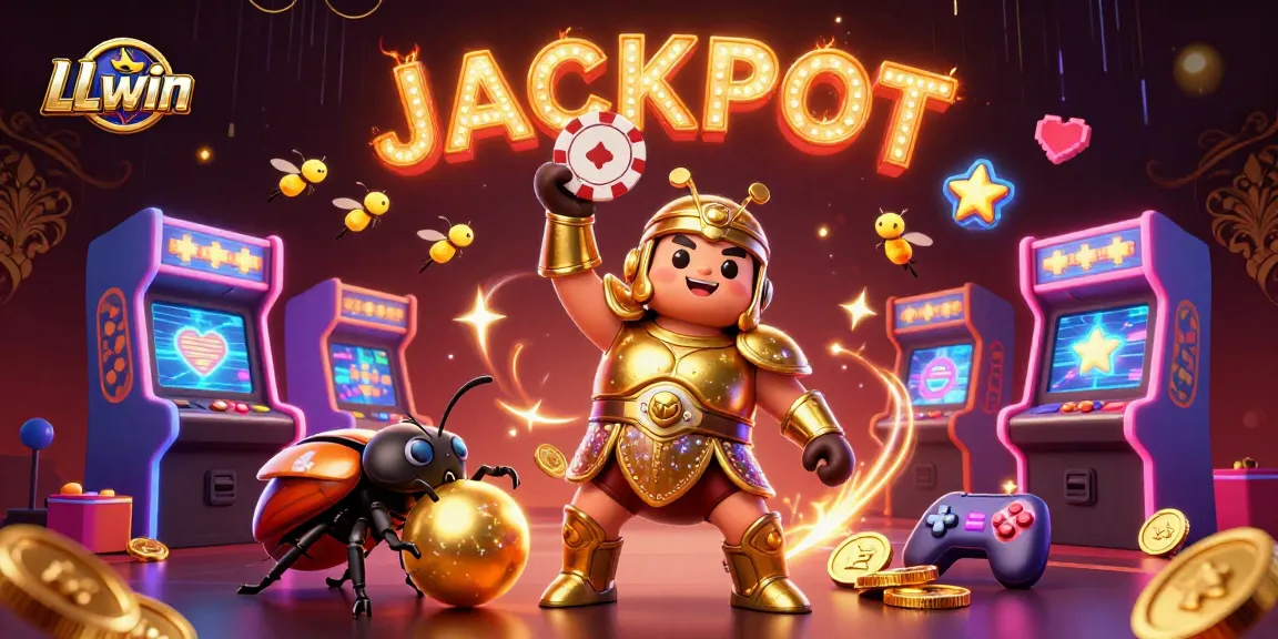 LLwin offers an engaging gaming experience with victorious characters in a vibrant casino setting.