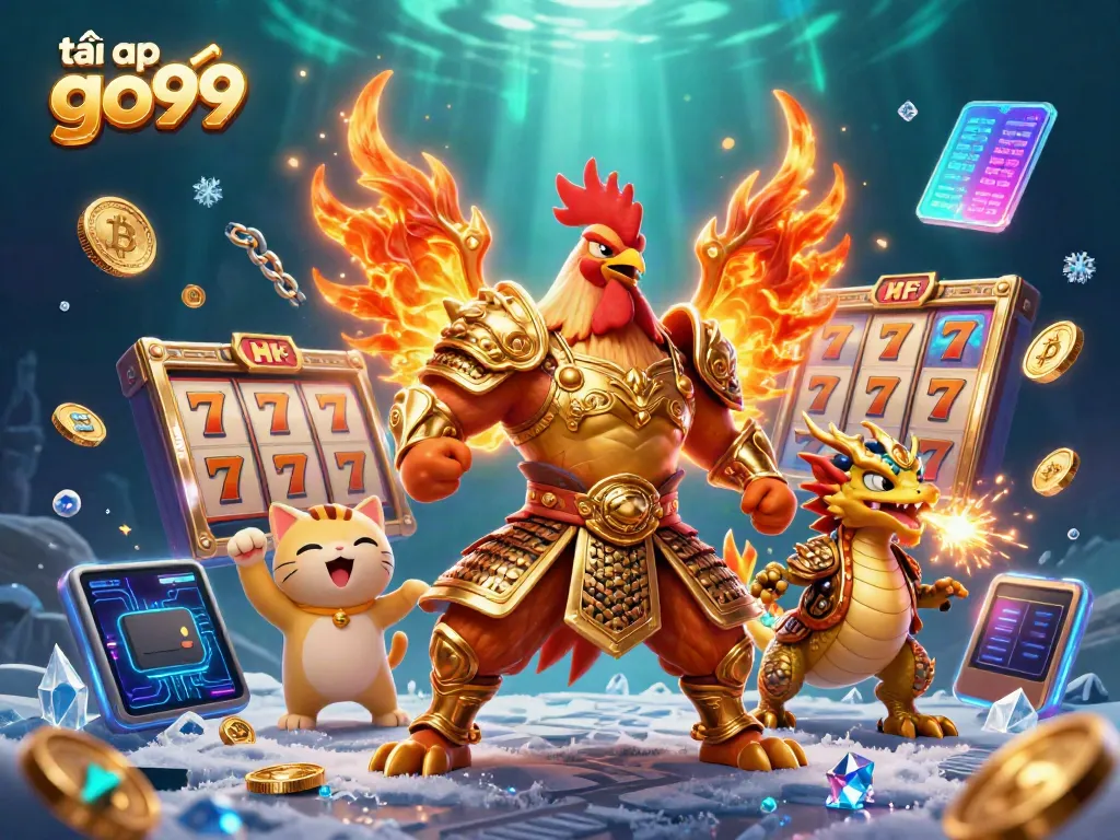 Engage in the thrilling experience of tải app go99 with dynamic characters in a casino setting, featuring golden coins and vivid visuals.