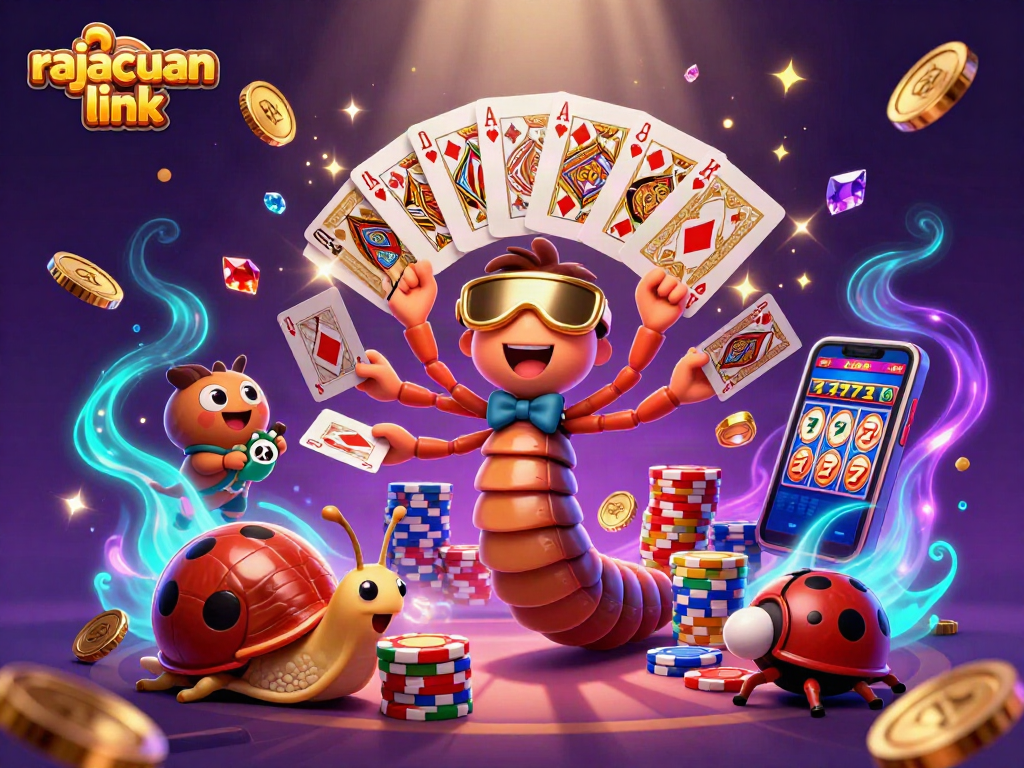 Experience rajacuan link in a vibrant 3D casino scene with animated characters and dazzling gaming elements.