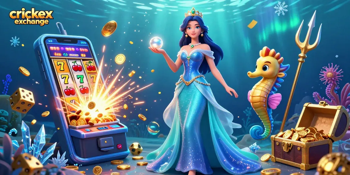 Experience excitement with crickex exchange in a vibrant underwater casino scene bursting with jackpot elements.