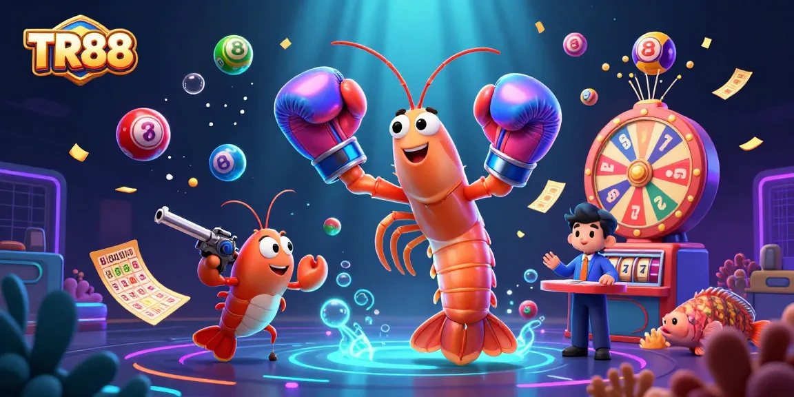 Engage with TR88 as a vibrant online casino platform amidst colorful lottery elements and dynamic gameplay.