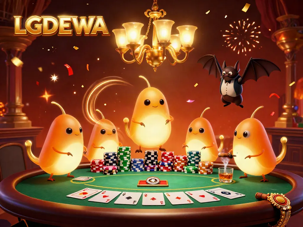 Experience vibrant gameplay at LGODEWA casino with bioluminescent glowworms and vivid poker action.