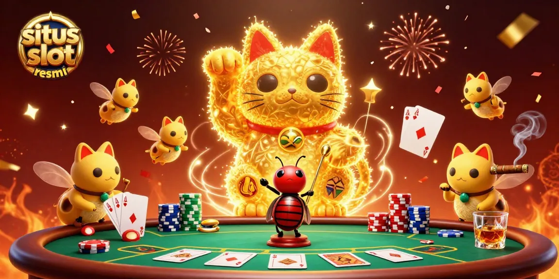 Experience the excitement of situs slot resmi with vibrant characters and casino symbols in this dynamic illustration.