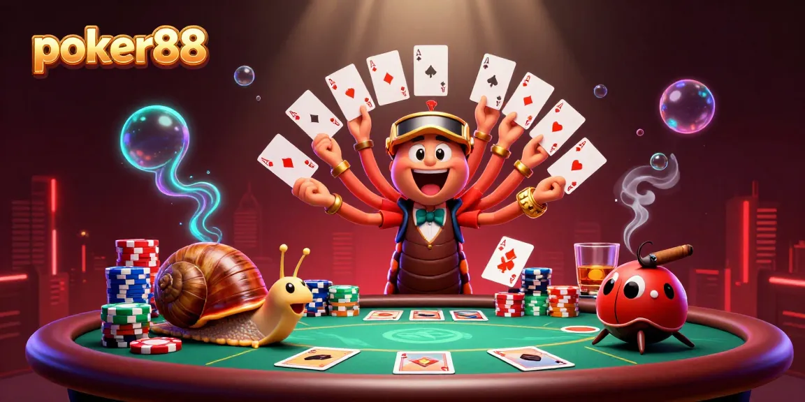 Engage in thrilling poker88 game action with unique characters delivering excitement and strategy.