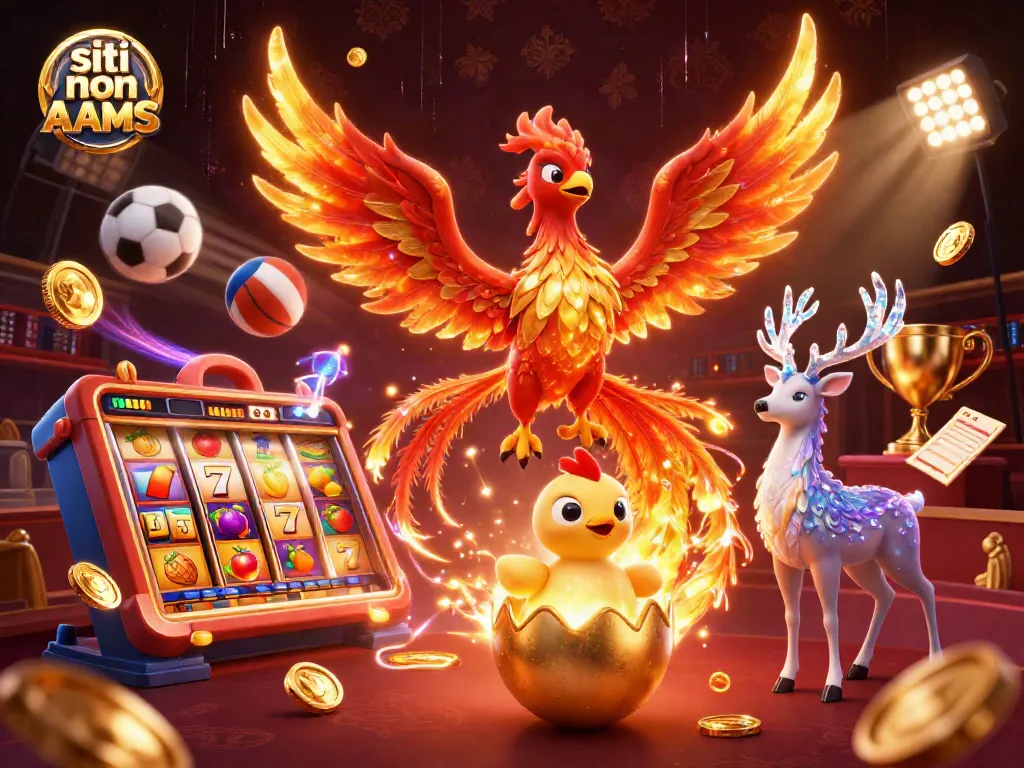 Gioca nei migliori siti non AAMS con questa illustrazione vibrante di casinò e personaggi unici.