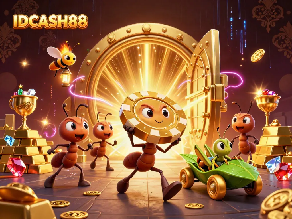 Experience the excitement of IDCASH88 with a team of ants on a thrilling heist for a giant poker chip.