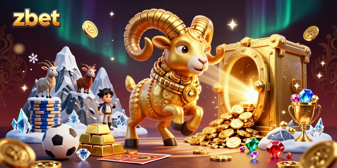 Zbet sports betting action with a golden ram charging through a treasure vault scene.