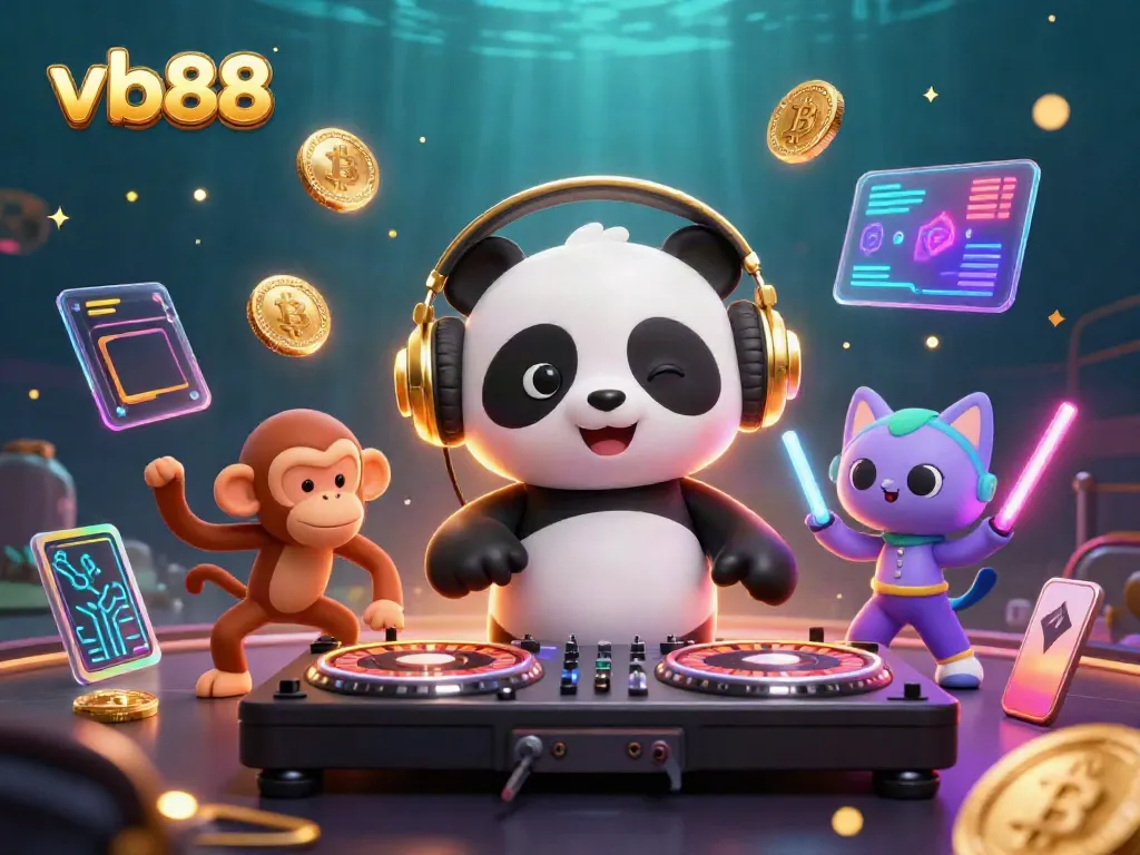 Join the fun at vb88 with an ultra-detailed 3D scene of cartoon characters enjoying a casino party.