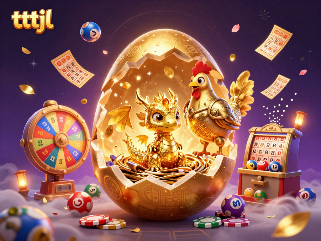 Experience thrilling wins with tttjl's golden dragon and vibrant lottery elements illustrating casino excitement