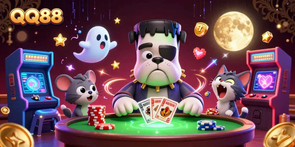 Experience thrilling gameplay at QQ88 with a lively casino scene full of excitement and charm.